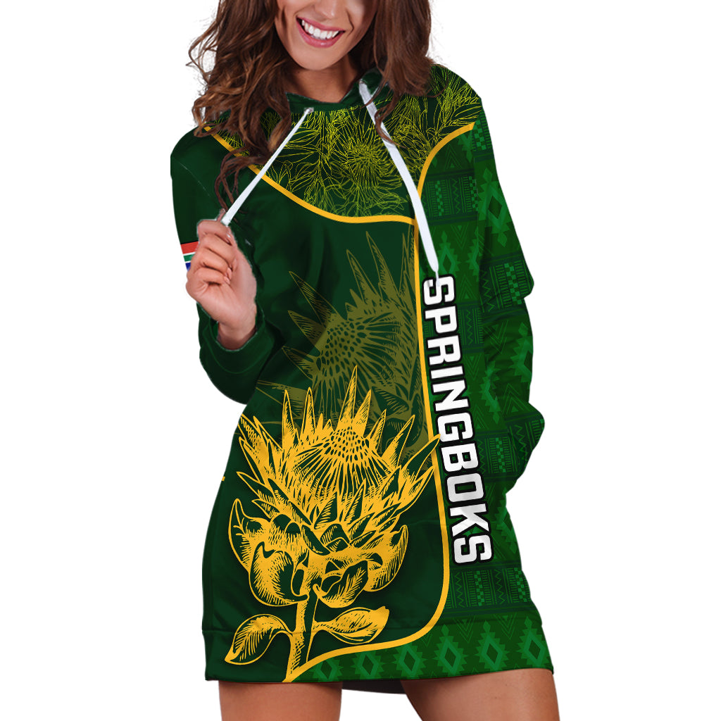 Custom South Africa Rugby Hoodie Dress 2023 Go Champions Springboks With Protea - Wonder Print Shop