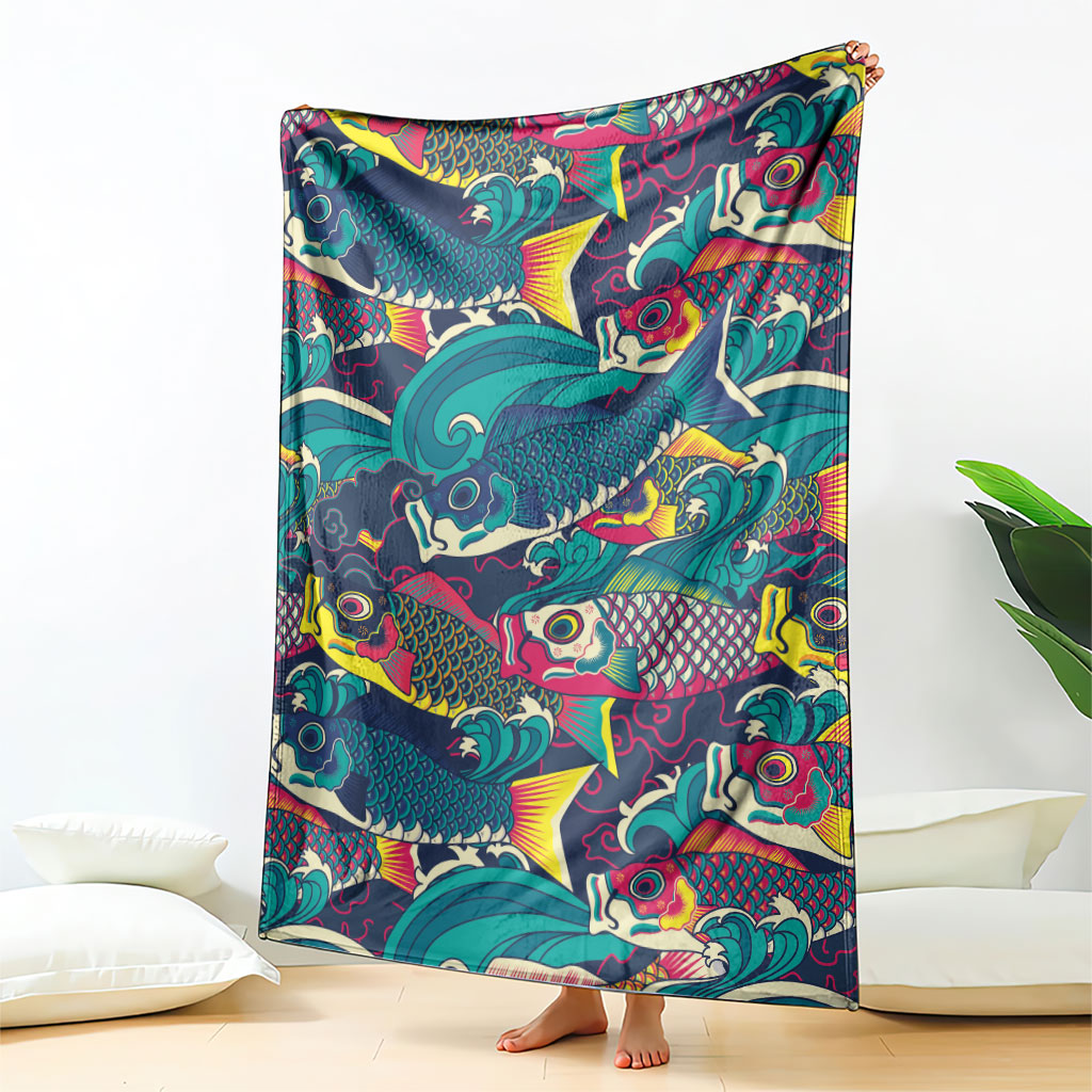 Japan Koinobori Blanket Japanese Koi Flag Waves Pattern
