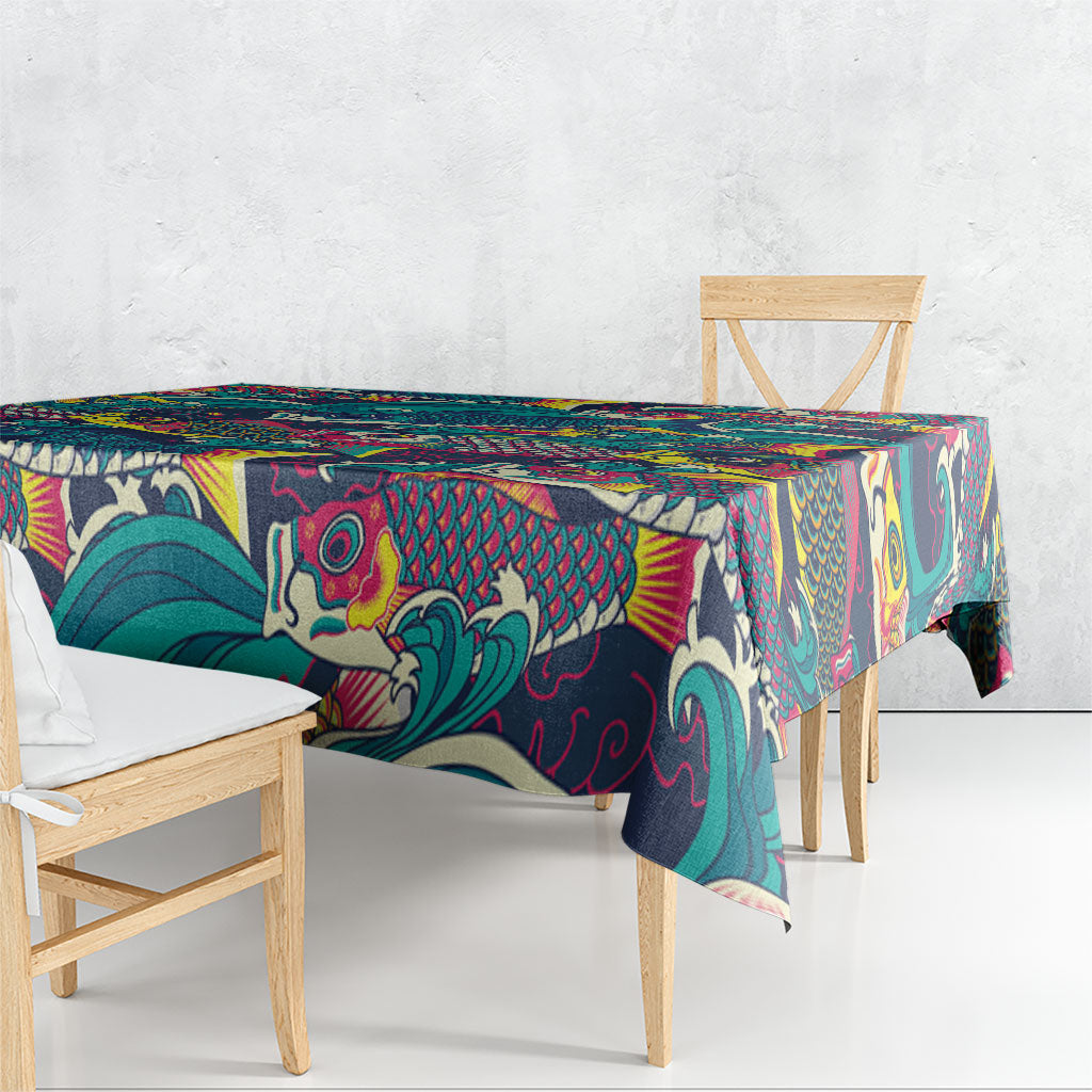 Japan Koinobori Tablecloth Japanese Koi Flag Waves Pattern