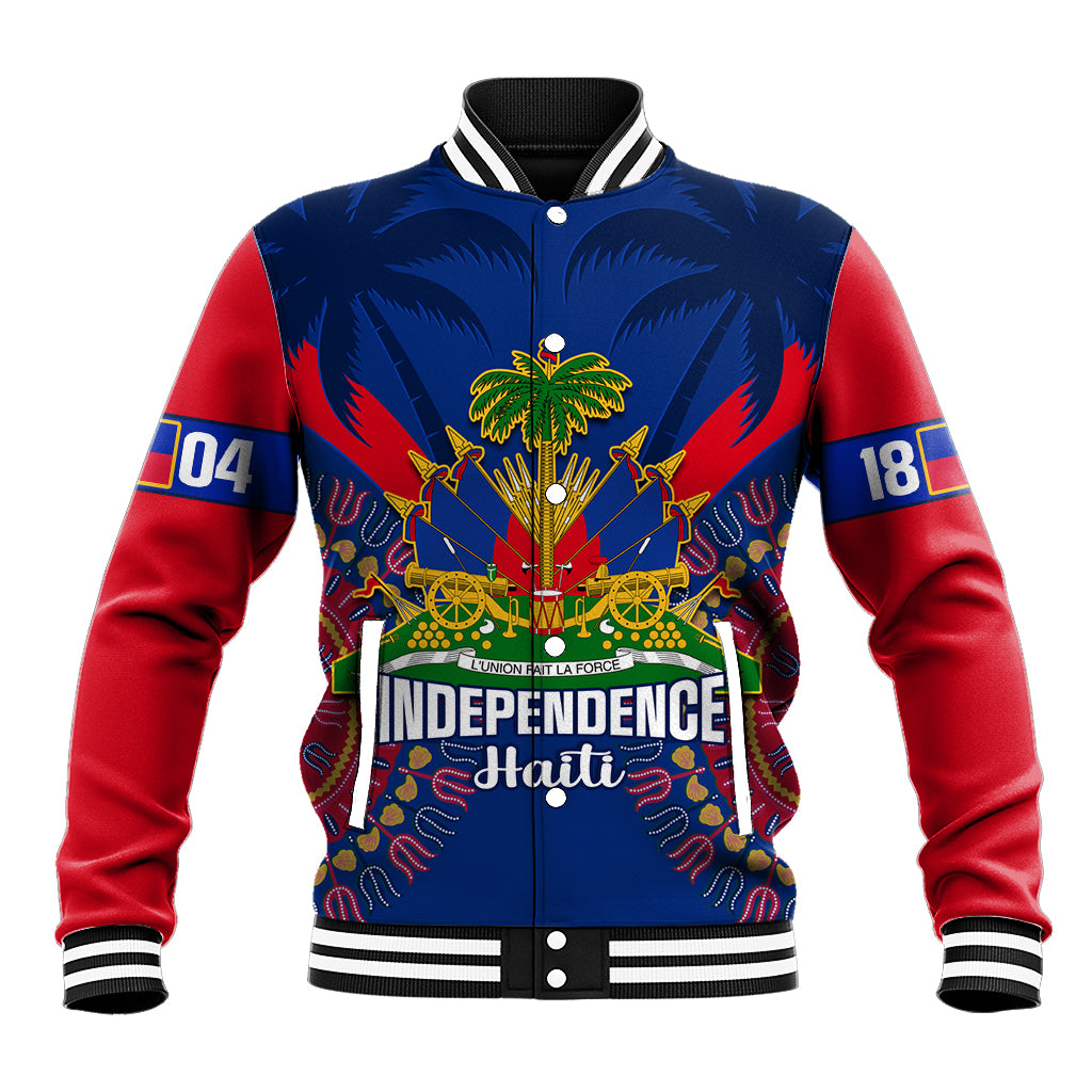 Personalised Haiti Independence Day Baseball Jacket Ayiti 220th Anniversary With Dashiki Pattern - Wonder Print Shop