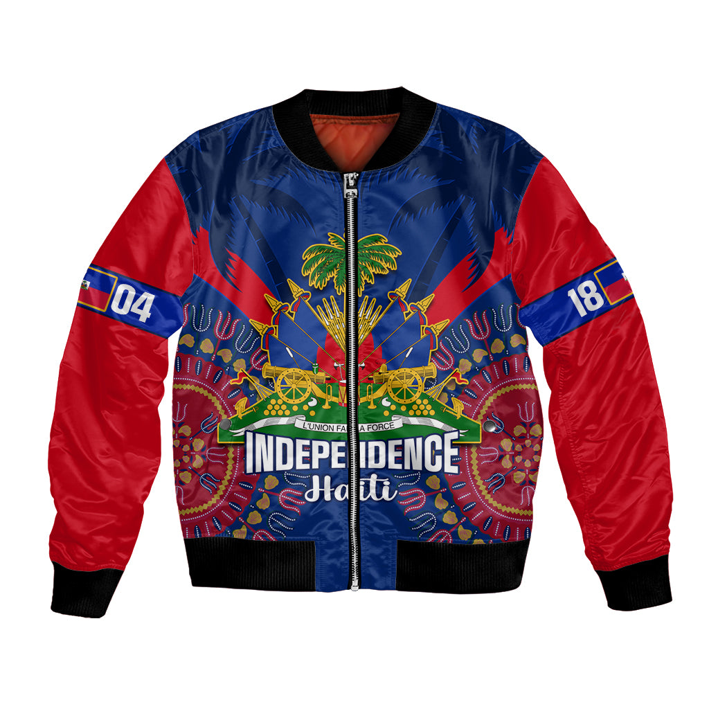 Personalised Haiti Independence Day Bomber Jacket Ayiti 220th Anniversary With Dashiki Pattern - Wonder Print Shop