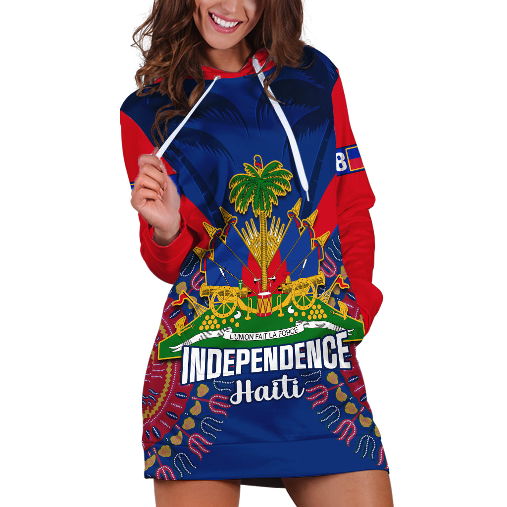 Personalised Haiti Independence Day Hoodie Dress Ayiti 220th Anniversary With Dashiki Pattern - Wonder Print Shop