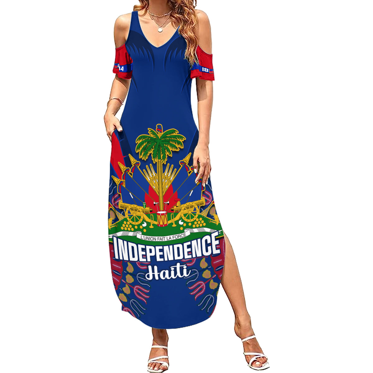 Personalised Haiti Independence Day Summer Maxi Dress Ayiti 220th Anniversary With Dashiki Pattern - Wonder Print Shop