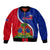 Personalised Haiti Independence Day Bomber Jacket Ayiti National Emblem With Polynesian Pattern - Wonder Print Shop