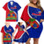 Personalised Haiti Independence Day Family Matching Off Shoulder Short Dress and Hawaiian Shirt Ayiti National Emblem With Polynesian Pattern - Wonder Print Shop