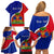 Personalised Haiti Independence Day Family Matching Off Shoulder Short Dress and Hawaiian Shirt Ayiti National Emblem With Polynesian Pattern - Wonder Print Shop