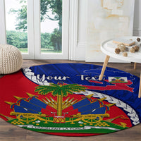 Round carpet with Haiti flag map, palm tree, cannons, and 'Your Text' custom wording