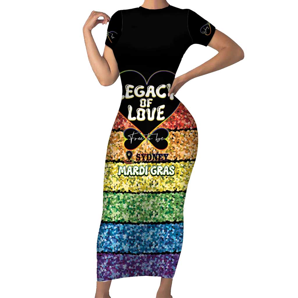 Free To Be Sydney Mardi Gras Short Sleeve Bodycon Dress Legacy Of Love - Wonder Print Shop