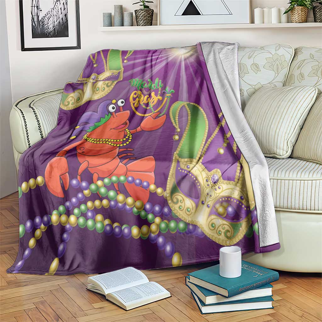 Mardi Gras 2025 Blanket Funny Jester Lobster With Beads