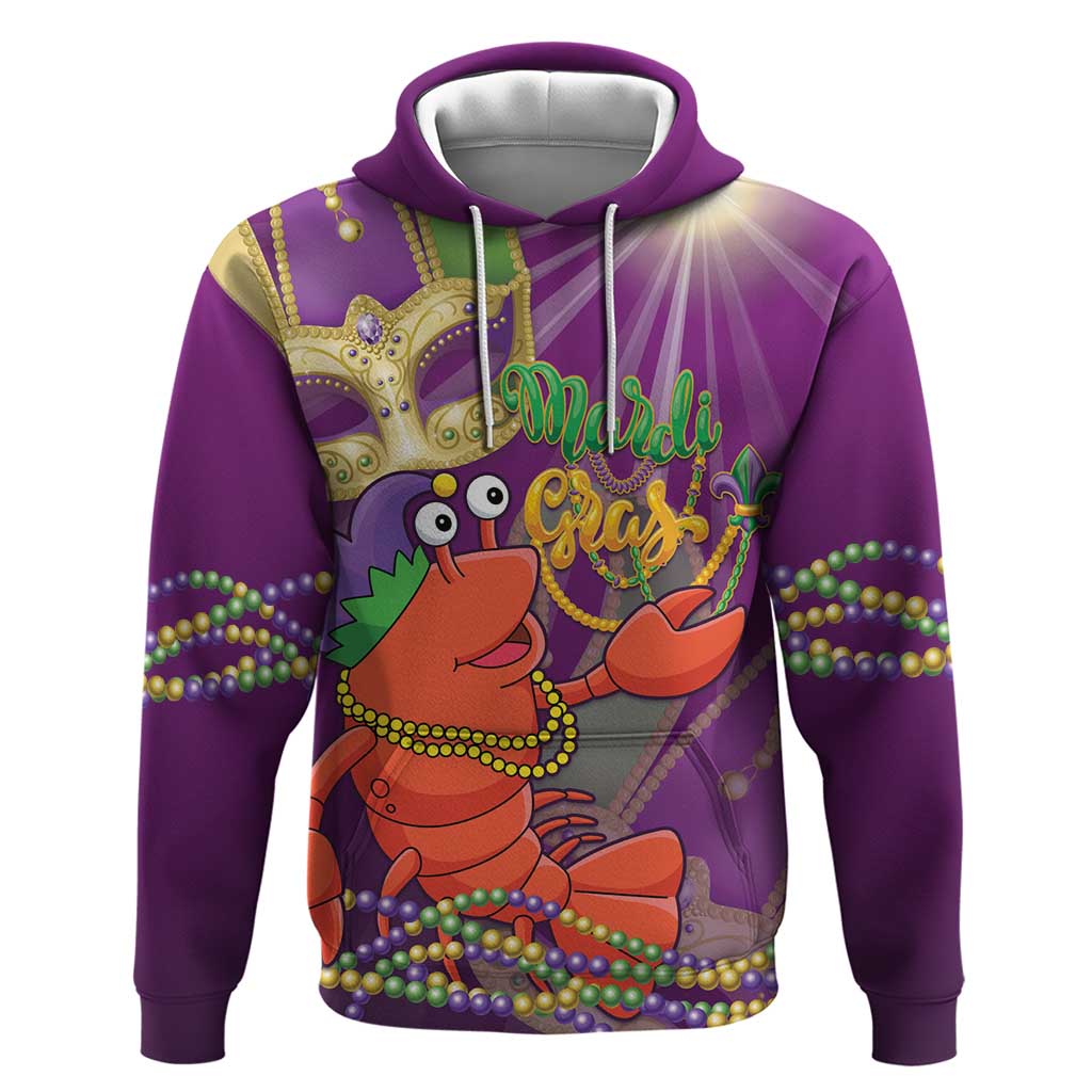 Mardi Gras 2025 Hoodie Funny Jester Lobster With Beads