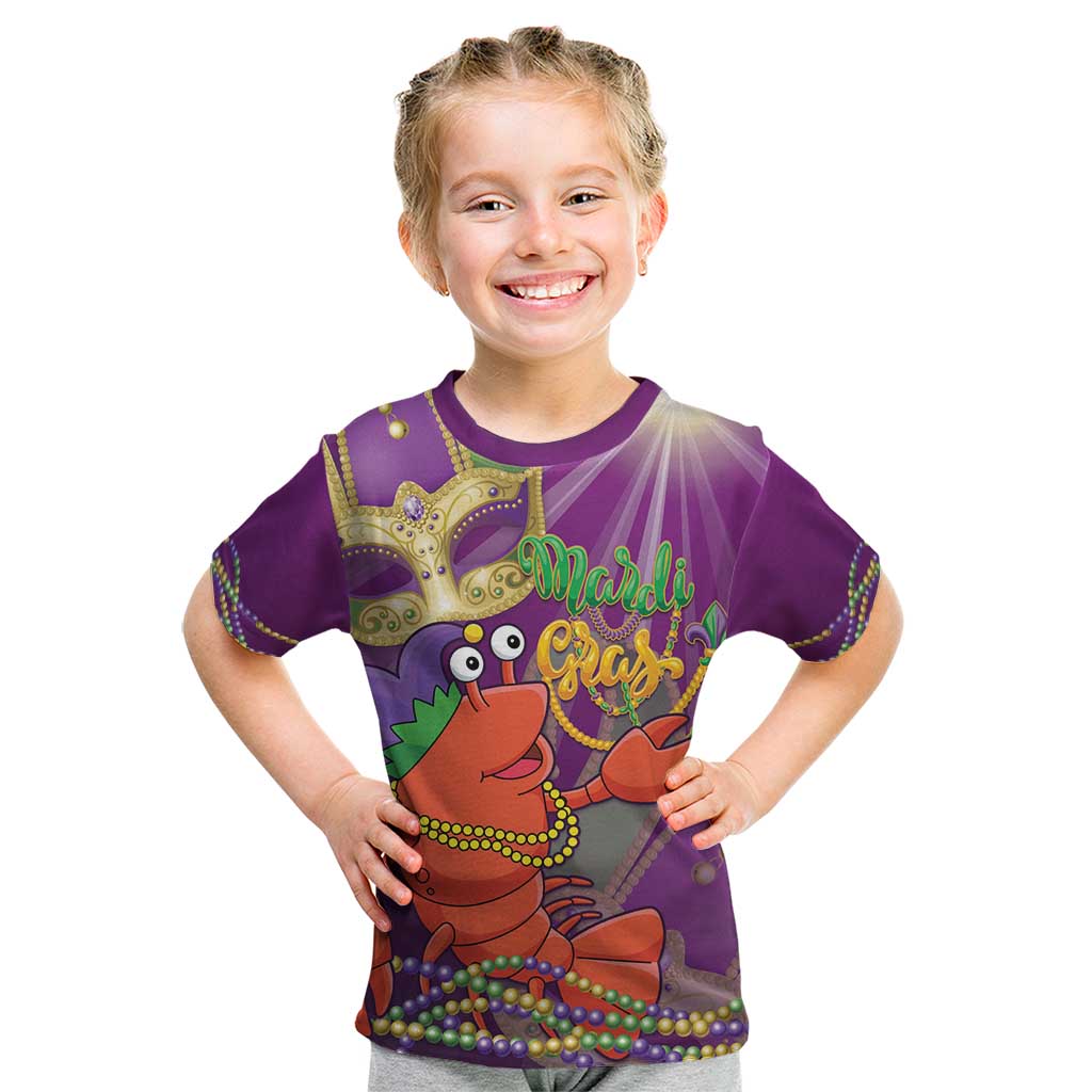 Mardi Gras 2025 Kid T Shirt Funny Jester Lobster With Beads