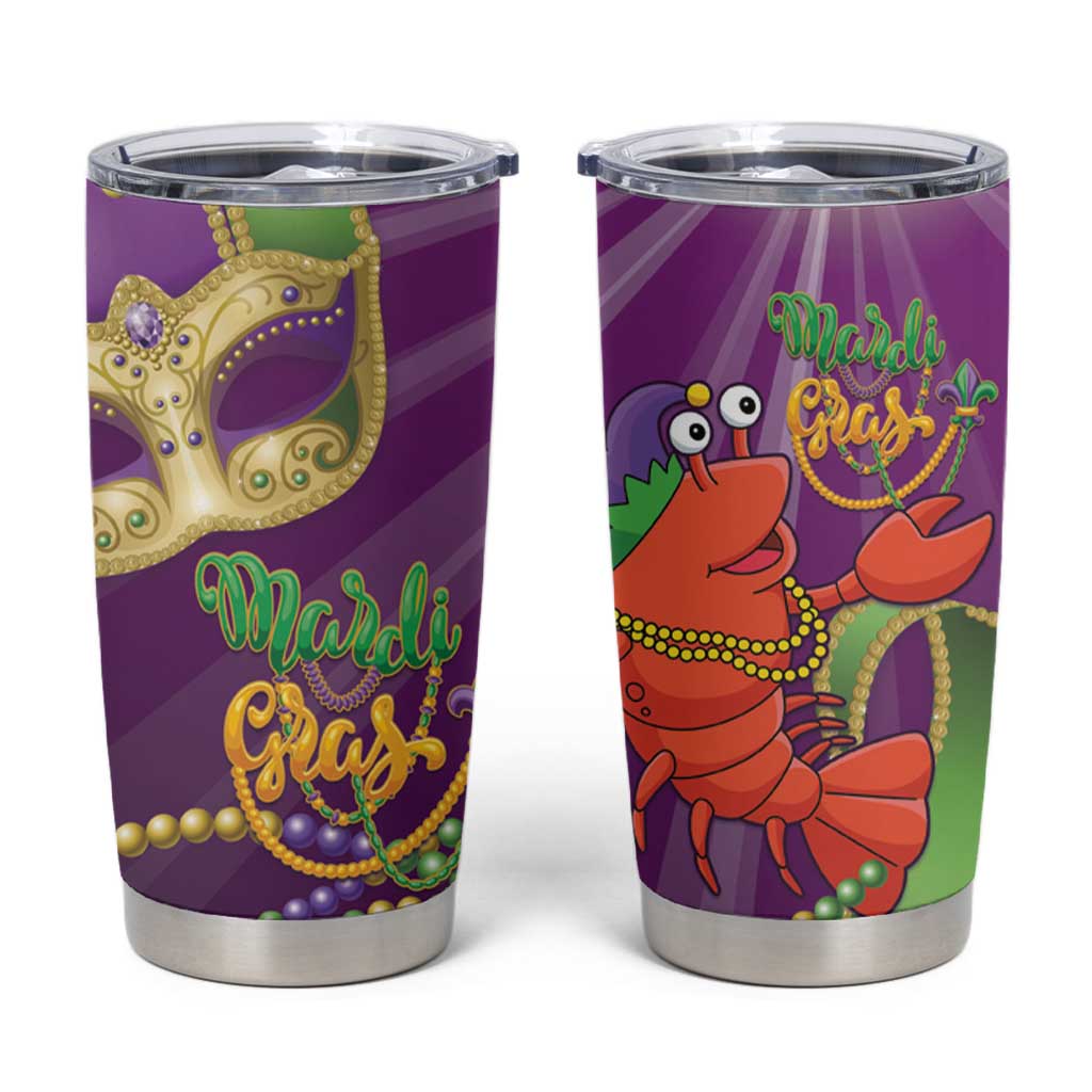 Mardi Gras 2025 Tumbler Cup Funny Jester Lobster With Beads - Wonder Print Shop