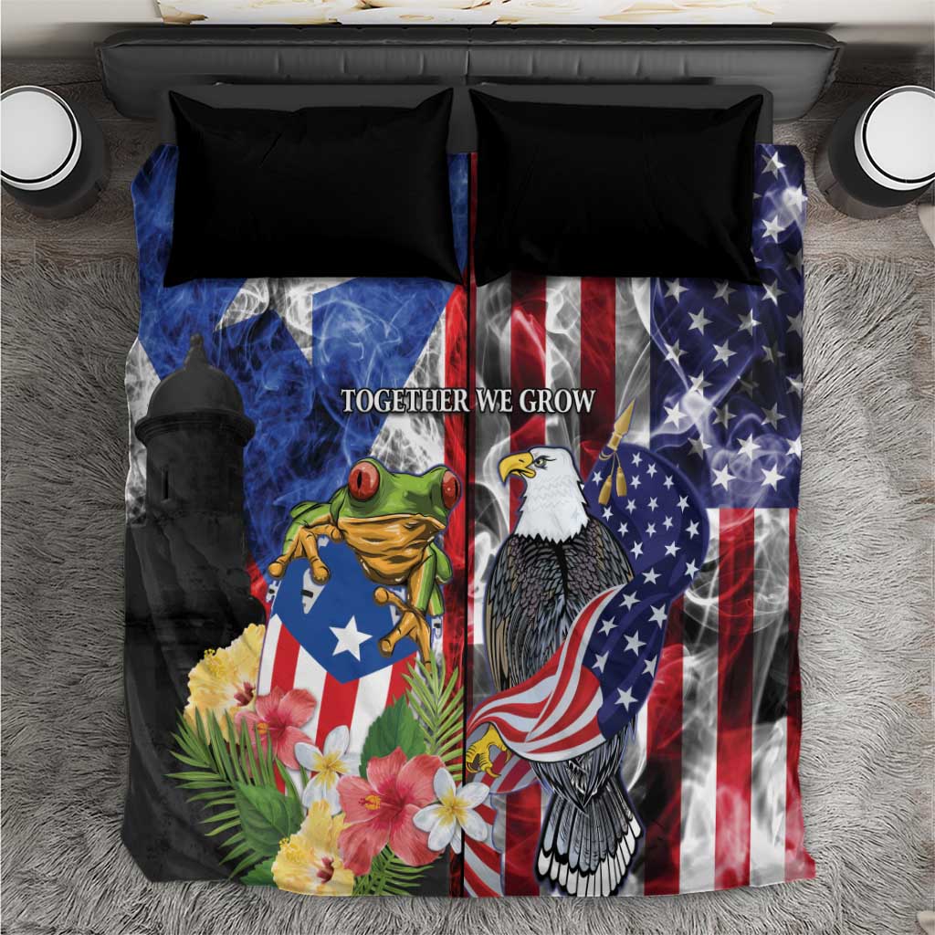 United States Puerto Rico Bedding Set USA Eagle Coqui Drum Tropical Flowers - Wonder Print Shop