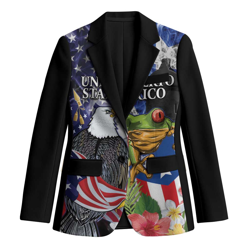 United States Puerto Rico Blazer USA Eagle Coqui Drum Tropical Flowers - Wonder Print Shop