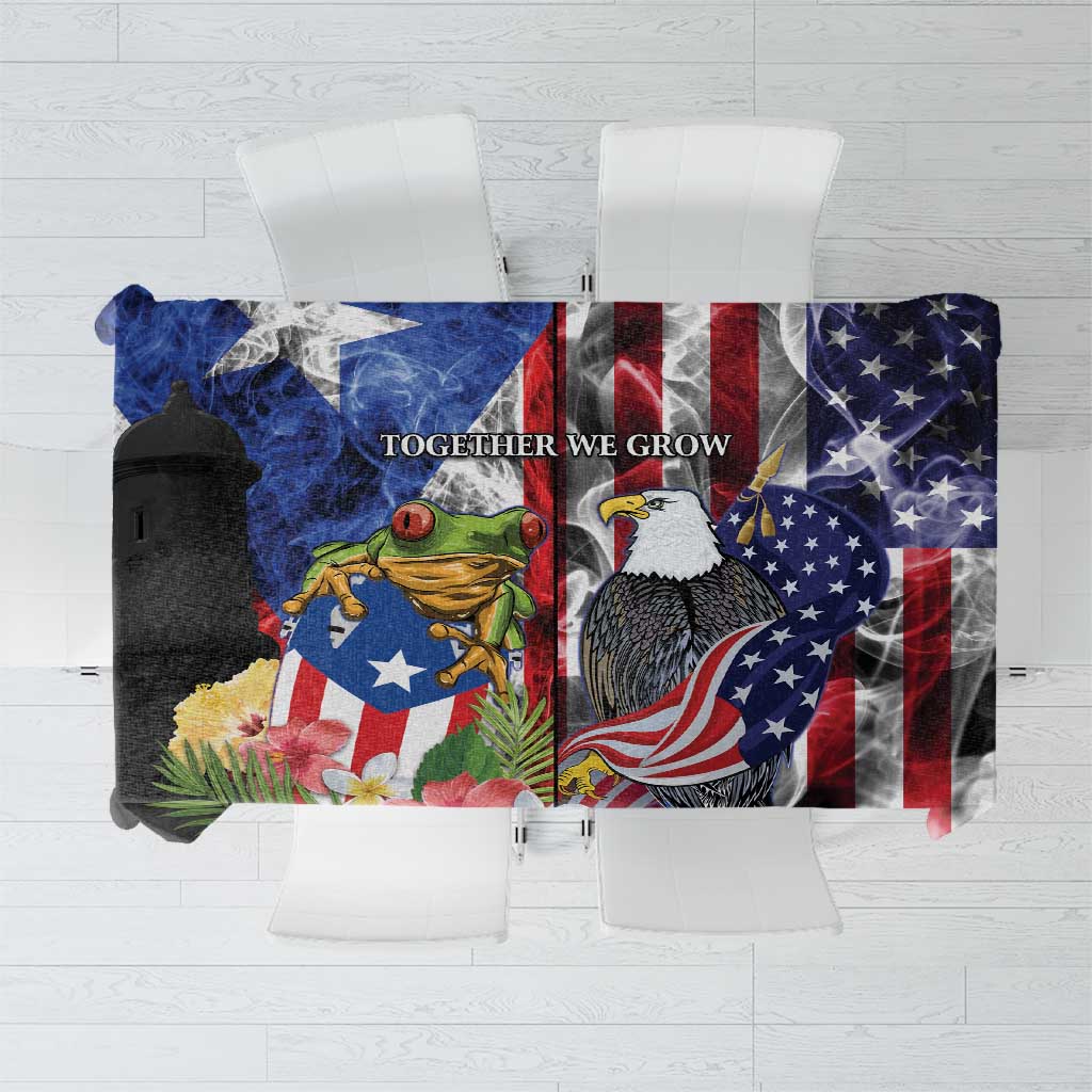 United States Puerto Rico Tablecloth USA Eagle Coqui Drum Tropical Flowers - Wonder Print Shop