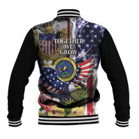 US Virgin Islands USA Half Flag Baseball Jacket Together We Grow Smoke Effect - Wonder Print Shop