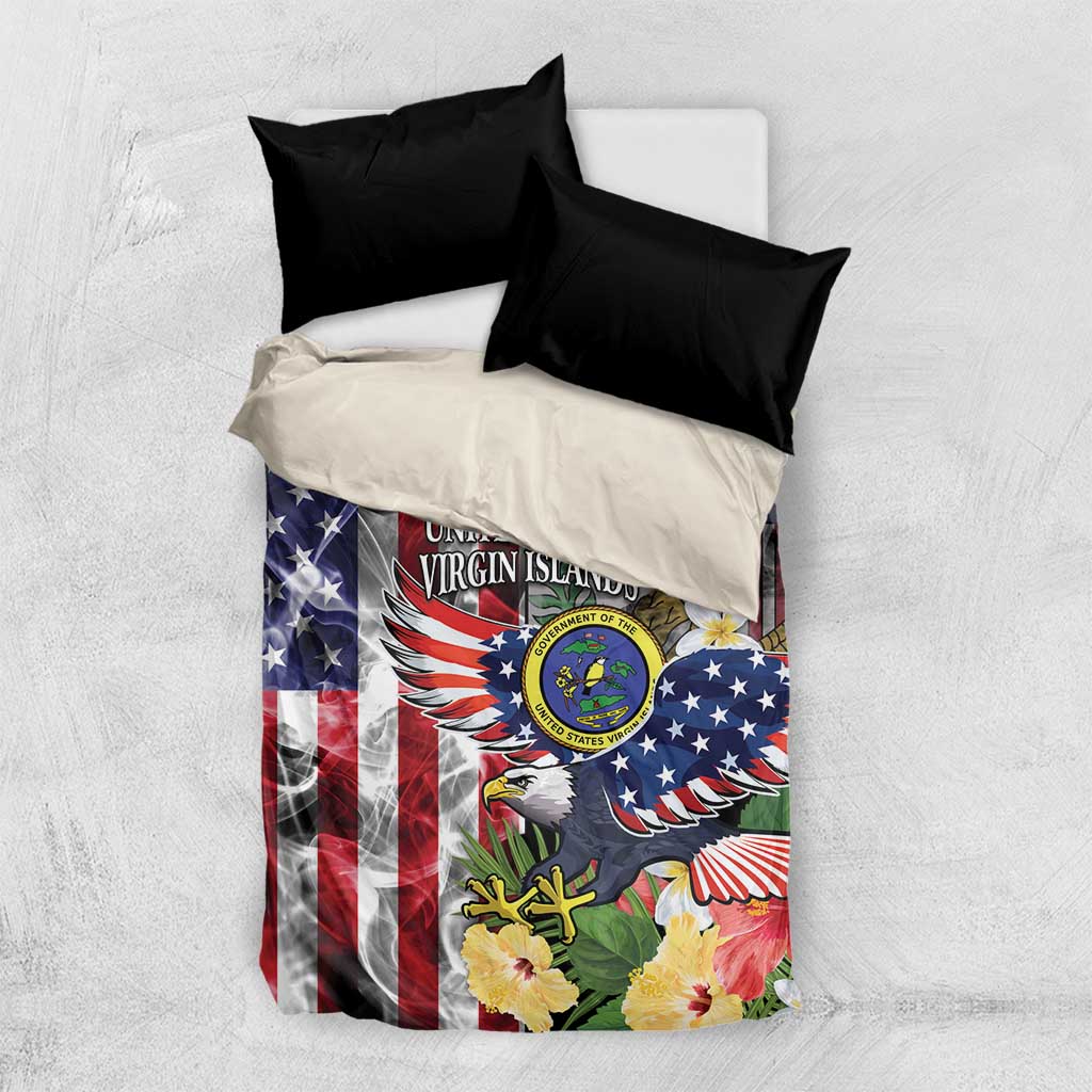 US Virgin Islands USA Half Flag Bedding Set Together We Grow Smoke Effect - Wonder Print Shop