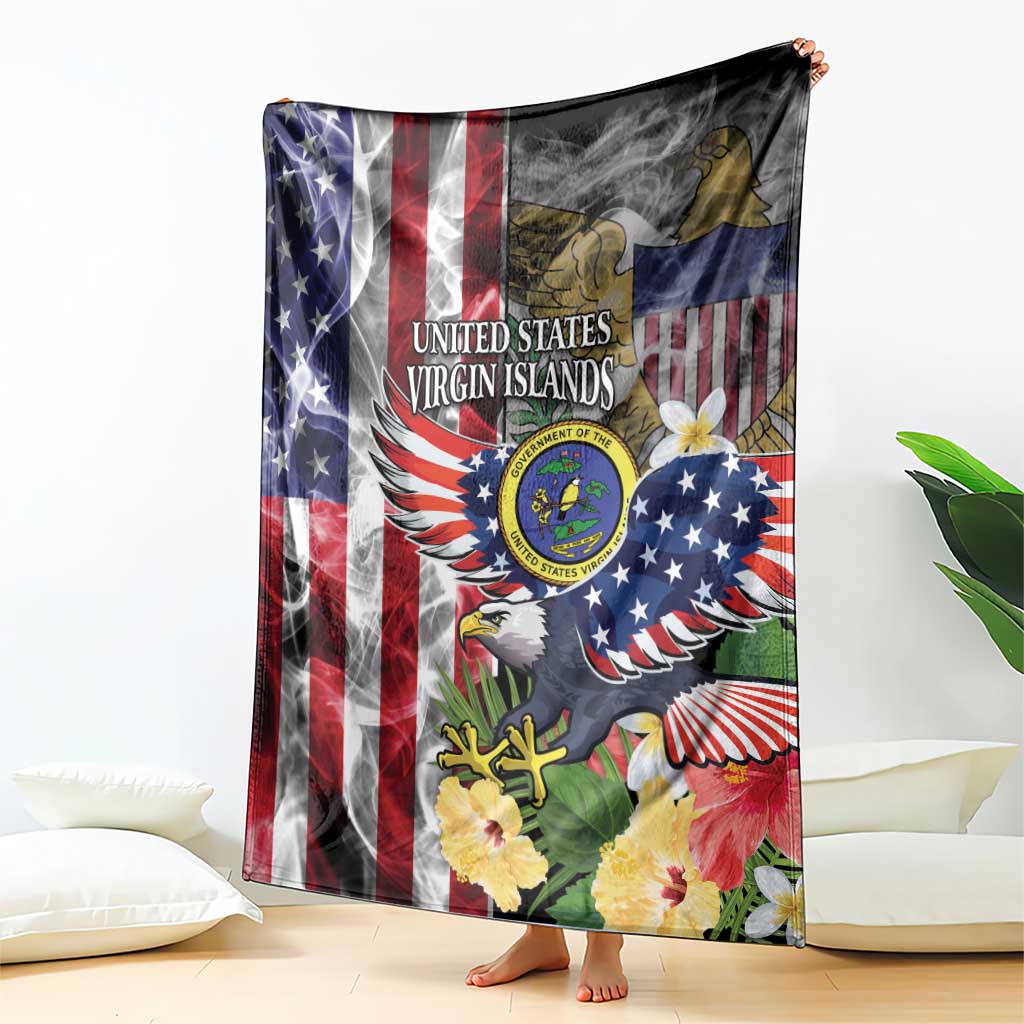 US Virgin Islands USA Half Flag Blanket Together We Grow Smoke Effect - Wonder Print Shop