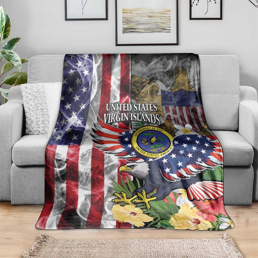 US Virgin Islands USA Half Flag Blanket Together We Grow Smoke Effect - Wonder Print Shop