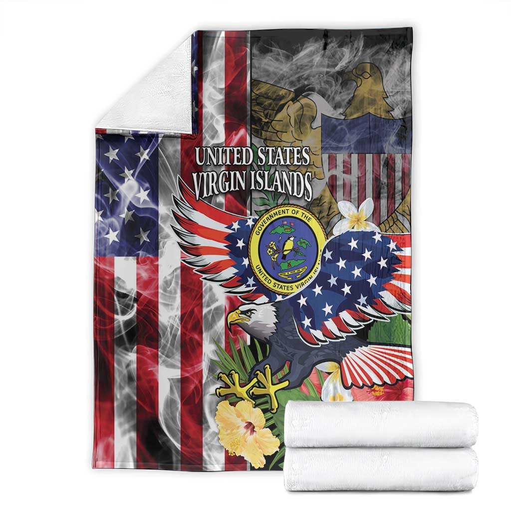 US Virgin Islands USA Half Flag Blanket Together We Grow Smoke Effect - Wonder Print Shop