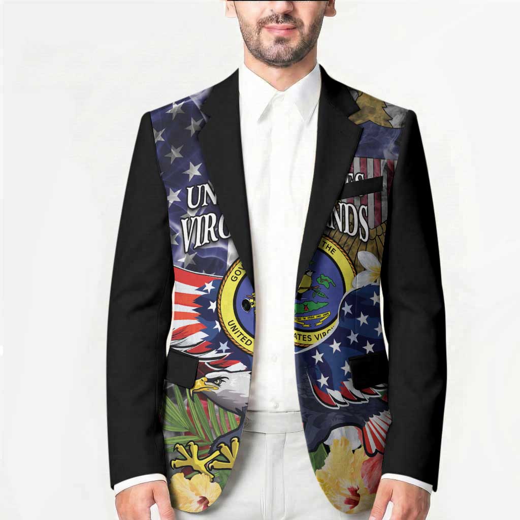 US Virgin Islands USA Half Flag Blazer Together We Grow Smoke Effect - Wonder Print Shop