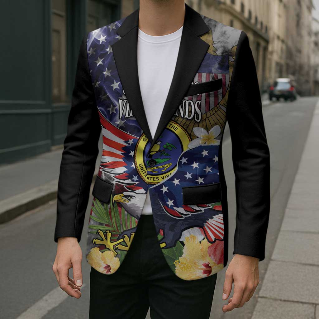 US Virgin Islands USA Half Flag Blazer Together We Grow Smoke Effect - Wonder Print Shop