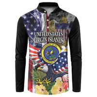 US Virgin Islands USA Half Flag Button Sweatshirt Together We Grow Smoke Effect - Wonder Print Shop