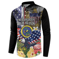 US Virgin Islands USA Half Flag Button Sweatshirt Together We Grow Smoke Effect - Wonder Print Shop