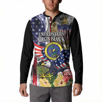 US Virgin Islands USA Half Flag Button Sweatshirt Together We Grow Smoke Effect - Wonder Print Shop