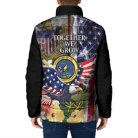 US Virgin Islands USA Half Flag Padded Jacket Together We Grow Smoke Effect - Wonder Print Shop