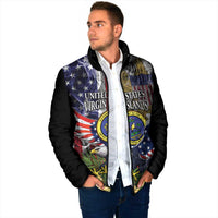 US Virgin Islands USA Half Flag Padded Jacket Together We Grow Smoke Effect - Wonder Print Shop