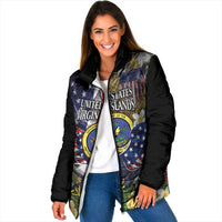 US Virgin Islands USA Half Flag Padded Jacket Together We Grow Smoke Effect - Wonder Print Shop