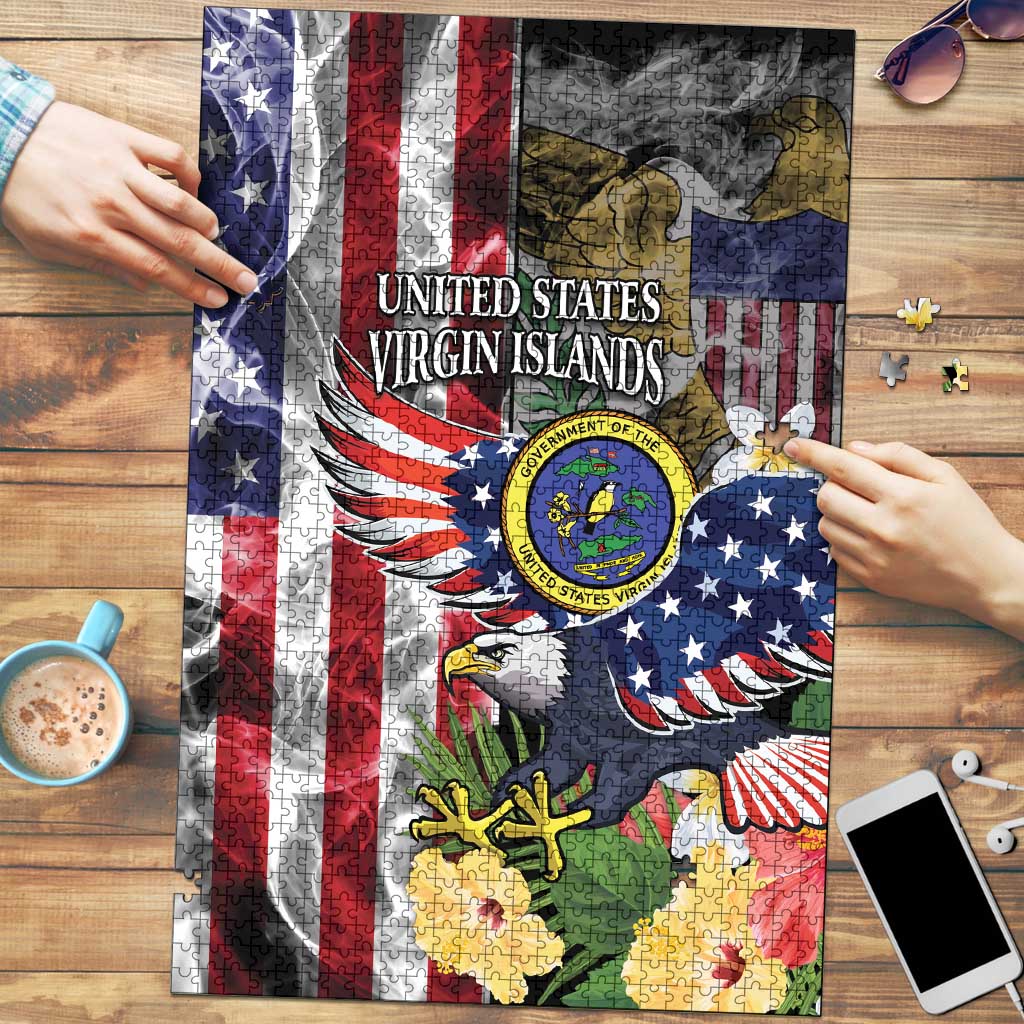 US Virgin Islands USA Half Flag Puzzle Together We Grow Smoke Effect - Wonder Print Shop