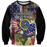 US Virgin Islands USA Half Flag Sweatshirt Together We Grow Smoke Effect - Wonder Print Shop