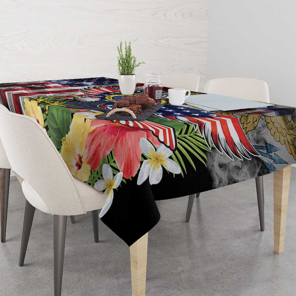 US Virgin Islands USA Half Flag Tablecloth Together We Grow Smoke Effect - Wonder Print Shop