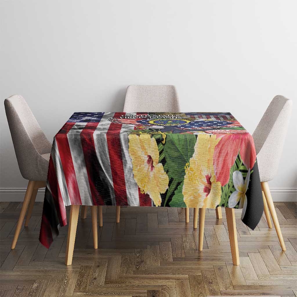 US Virgin Islands USA Half Flag Tablecloth Together We Grow Smoke Effect - Wonder Print Shop