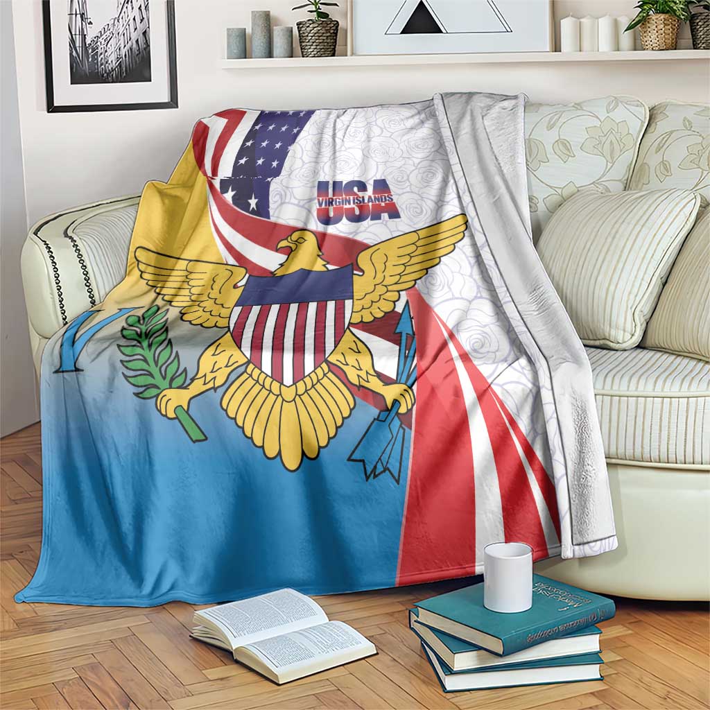 United States Virgin Islands Blanket USA Curve Flag With Yellow Eagle - Wonder Print Shop