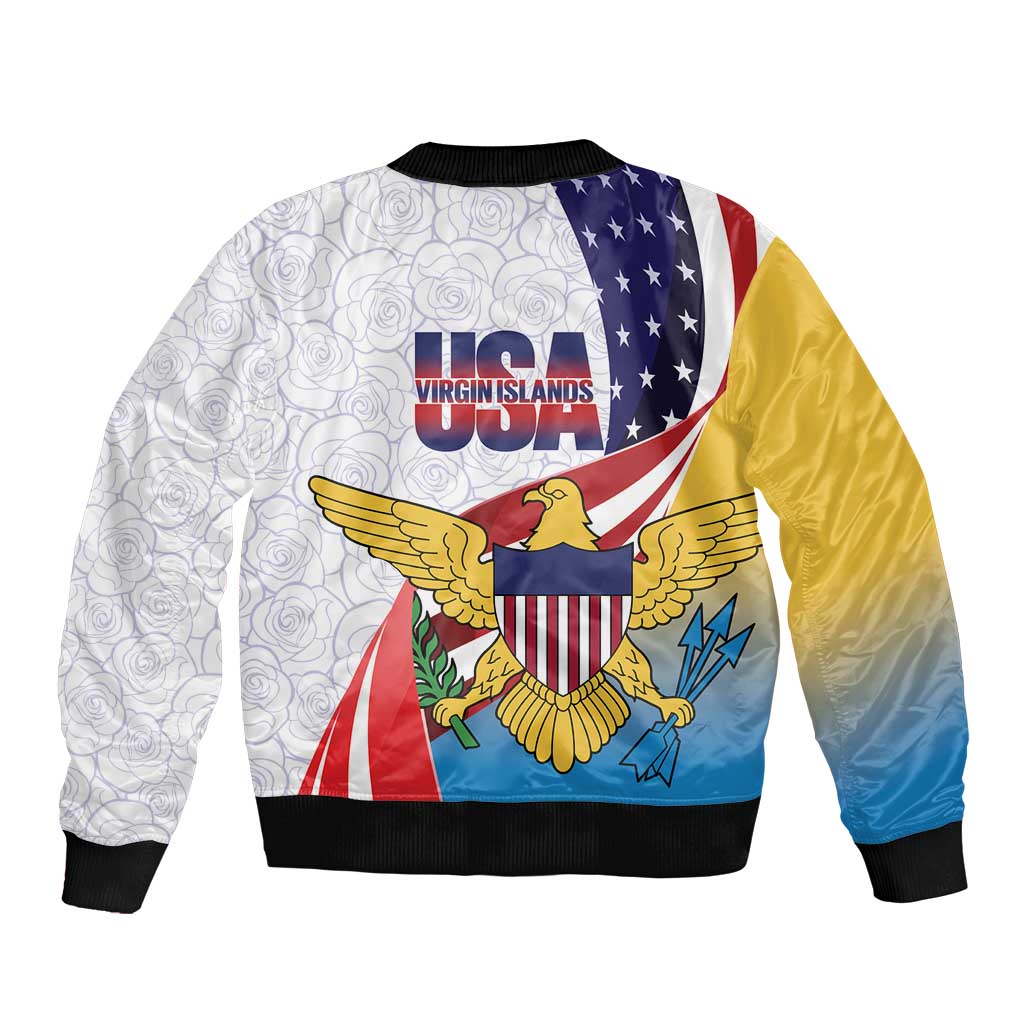 United States Virgin Islands Bomber Jacket USA Curve Flag With Yellow Eagle - Wonder Print Shop