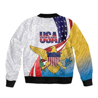 United States Virgin Islands Bomber Jacket USA Curve Flag With Yellow Eagle - Wonder Print Shop