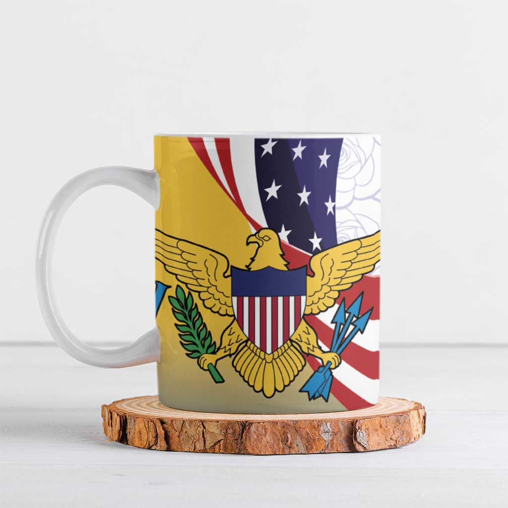United States Virgin Islands Ceramic Mug USA Curve Flag With Yellow Eagle - Wonder Print Shop