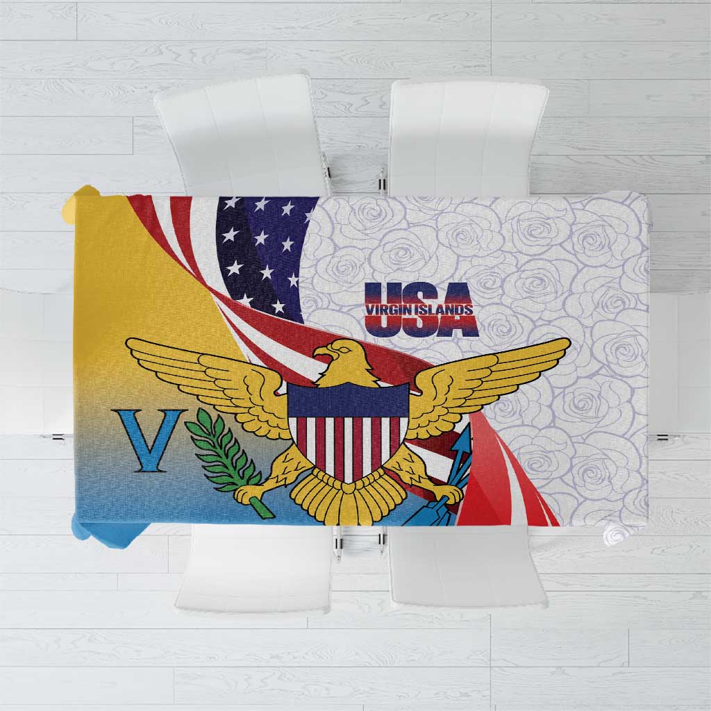 United States Virgin Islands Tablecloth USA Curve Flag With Yellow Eagle - Wonder Print Shop