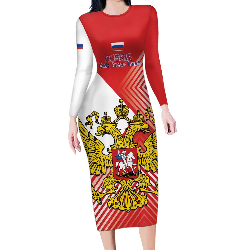 Custom Russia Volleyball Long Sleeve Bodycon Dress Reds Caesar Land Dynamic Style