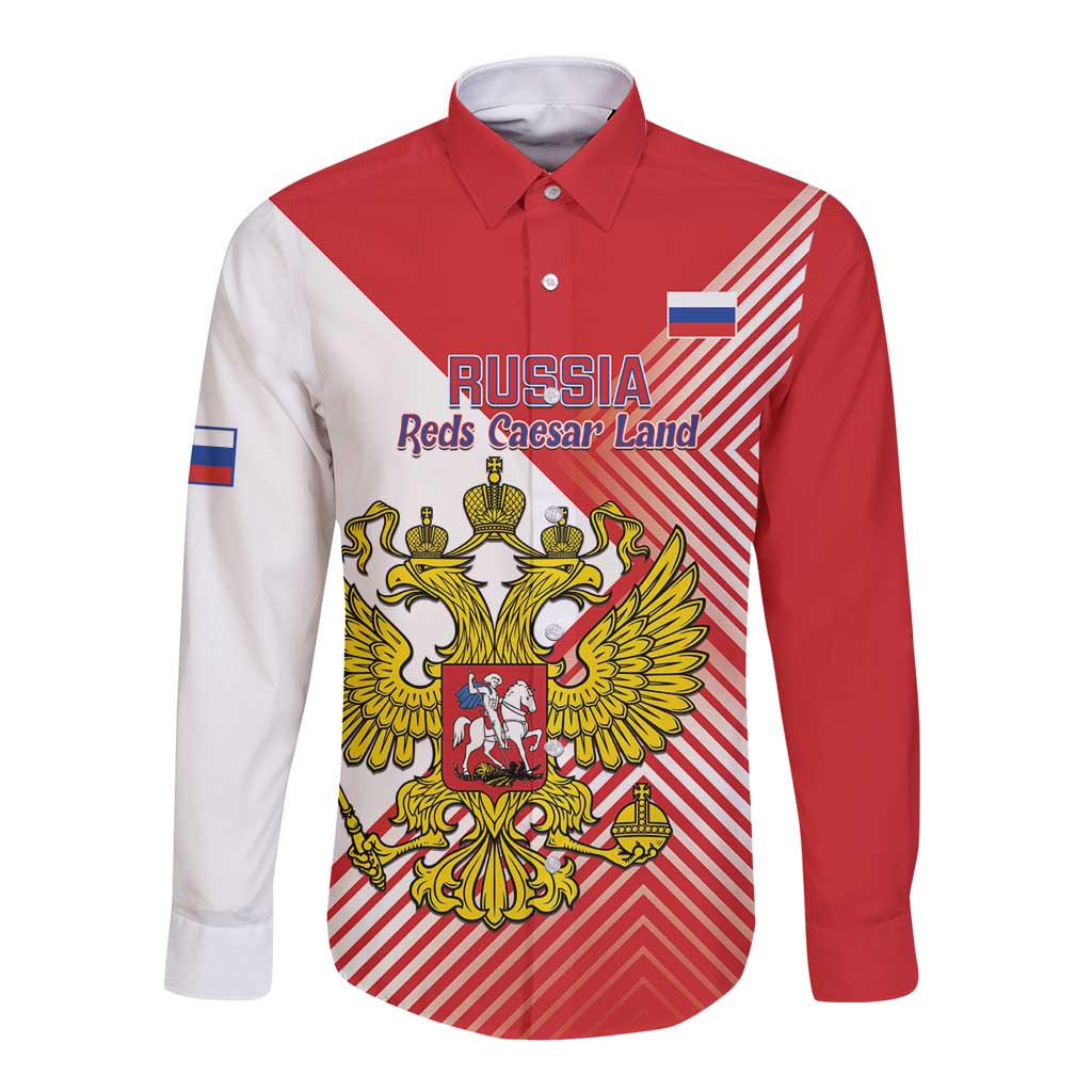 Custom Russia Volleyball Long Sleeve Button Shirt Reds Caesar Land Dynamic Style