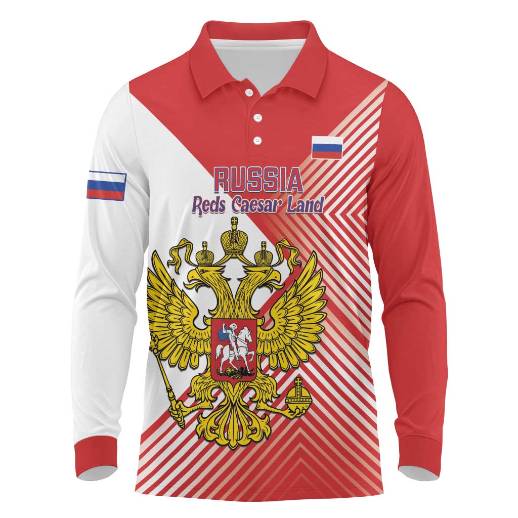 Custom Russia Volleyball Long Sleeve Polo Shirt Reds Caesar Land Dynamic Style