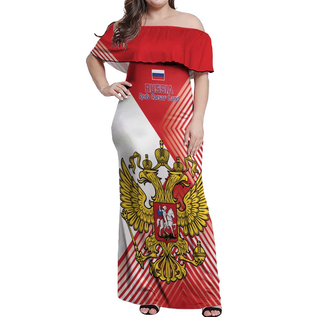 Custom Russia Volleyball Off Shoulder Maxi Dress Reds Caesar Land Dynamic Style