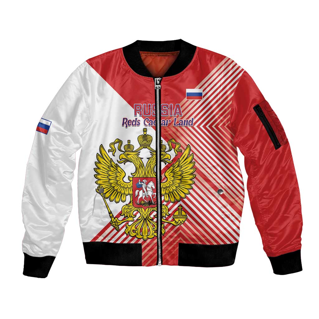 Custom Russia Volleyball Sleeve Zip Bomber Jacket Reds Caesar Land Dynamic Style