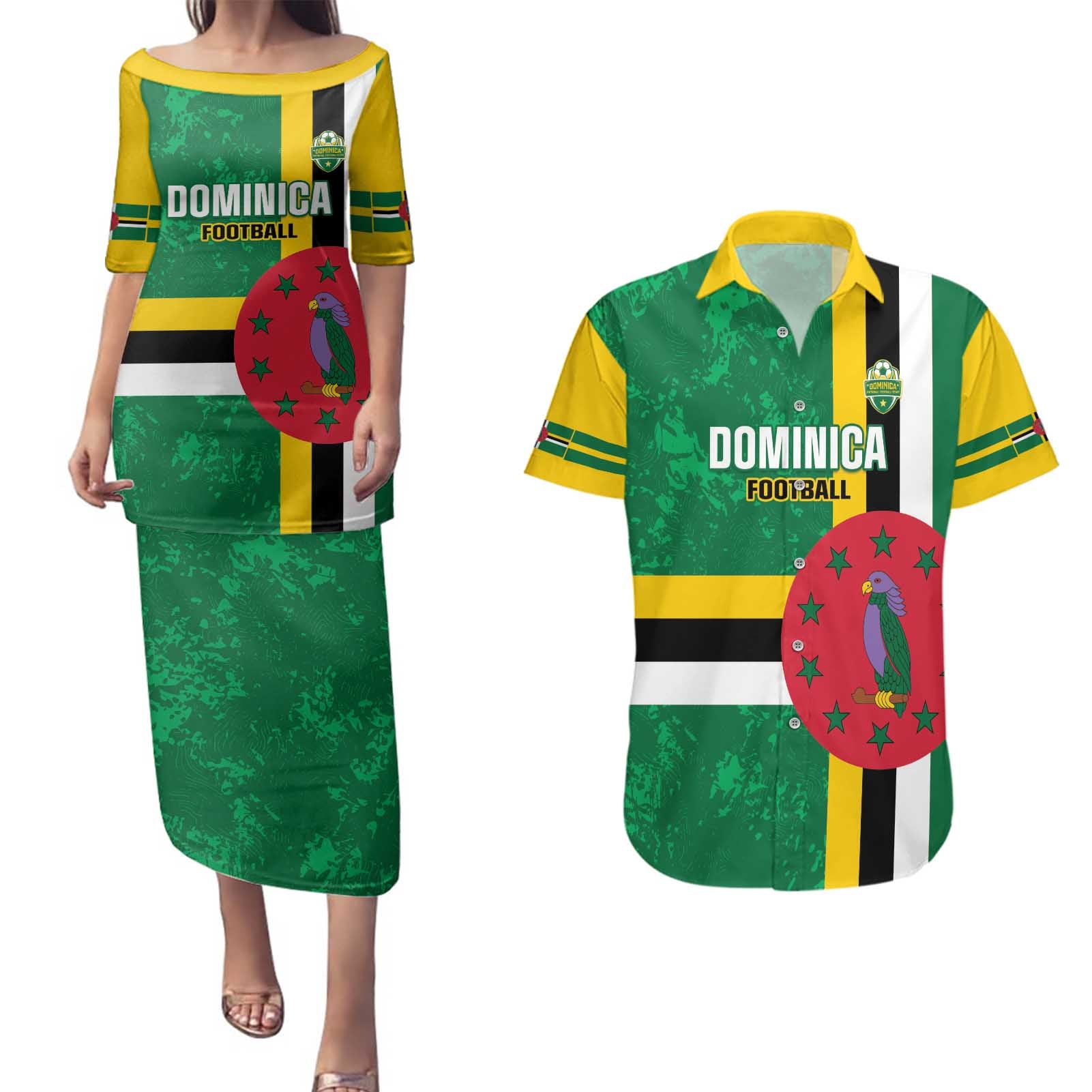 Custom Dominica Football Couples Matching Puletasi and Hawaiian Shirt 2025 Go Dominik