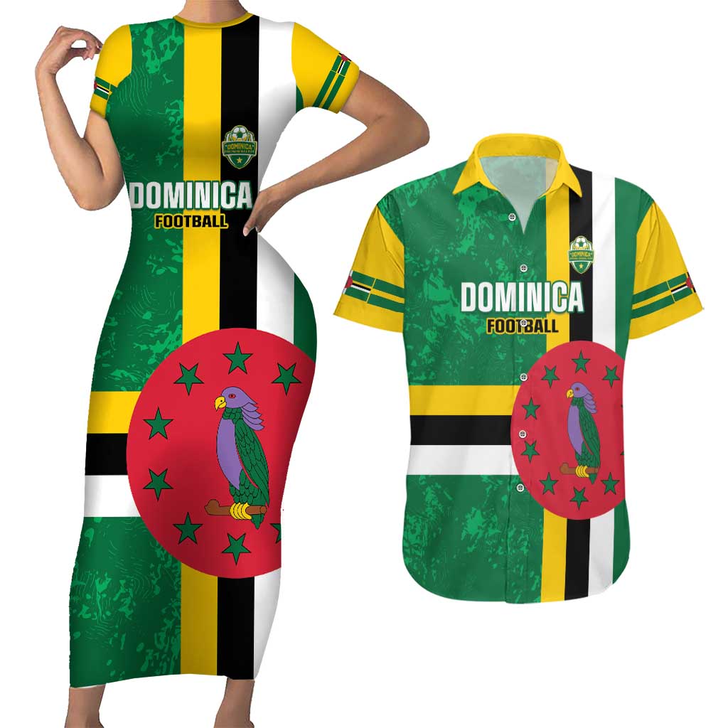 Custom Dominica Football Couples Matching Short Sleeve Bodycon Dress and Hawaiian Shirt 2025 Go Dominik