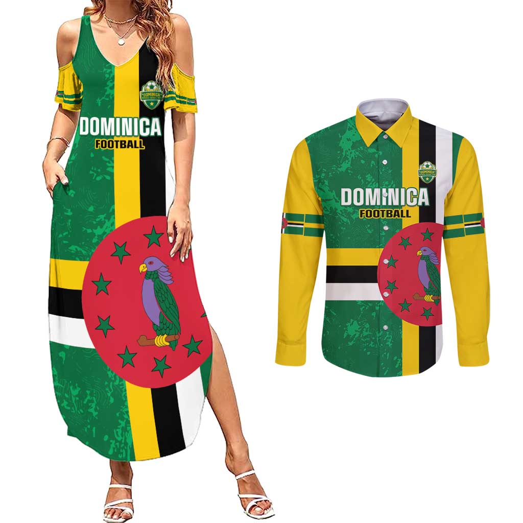 Custom Dominica Football Couples Matching Summer Maxi Dress and Long Sleeve Button Shirt 2025 Go Dominik