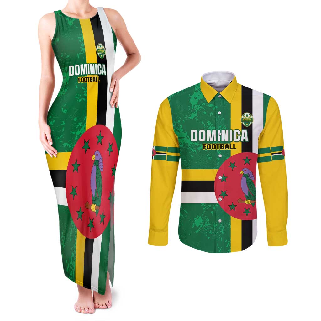 Custom Dominica Football Couples Matching Tank Maxi Dress and Long Sleeve Button Shirt 2025 Go Dominik